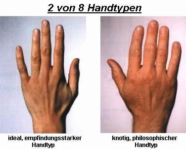 2 von 8 Handtypen - ideal empfindungsstarker Handtyp - knotig, philosophischer Handtyp