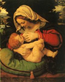 Die Madonna mit dem grünen Kissen von Andrea Solario