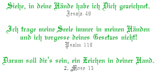 Handlesen in der Bibel: Jesaja 49, Psalm 119, 2. Mose 13.